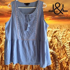 2/$25- Love & Legend Boho Embroidered Top sz Plus 3x